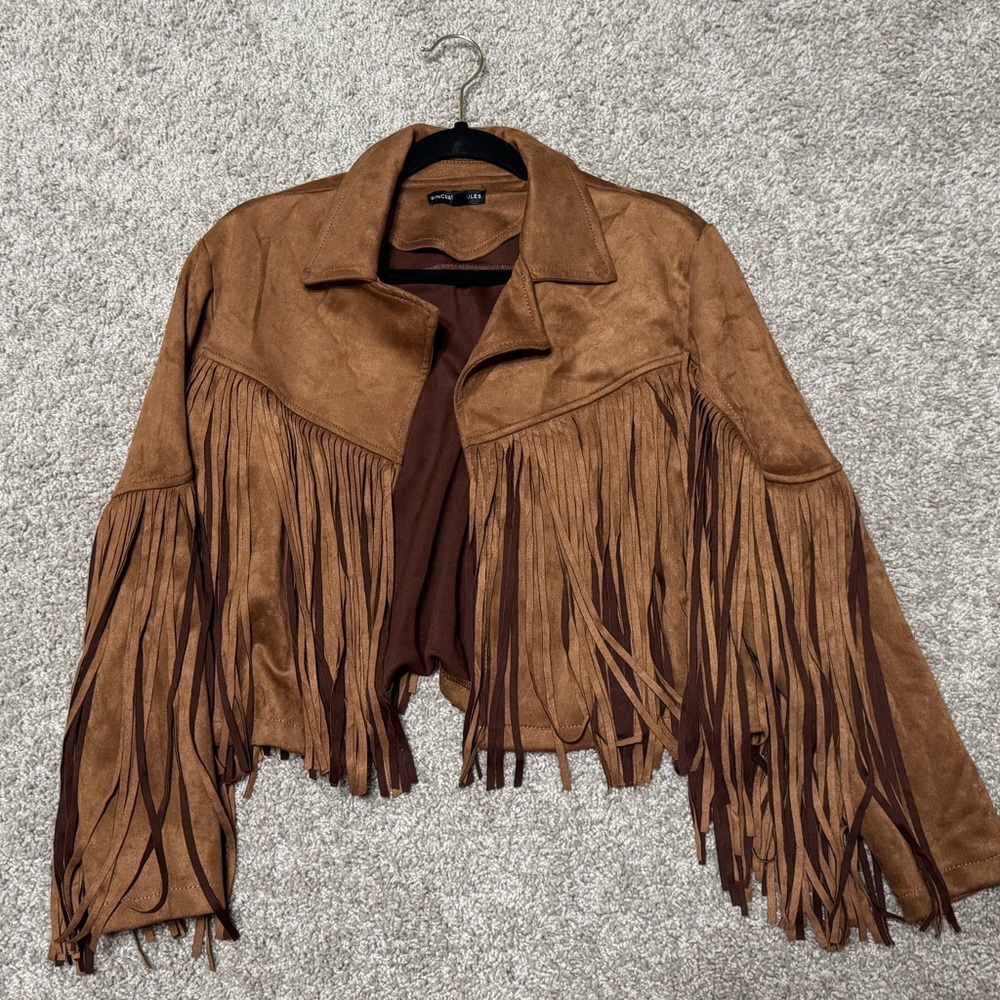 Sincerely Jules Brown Fringe Jacket Western Style